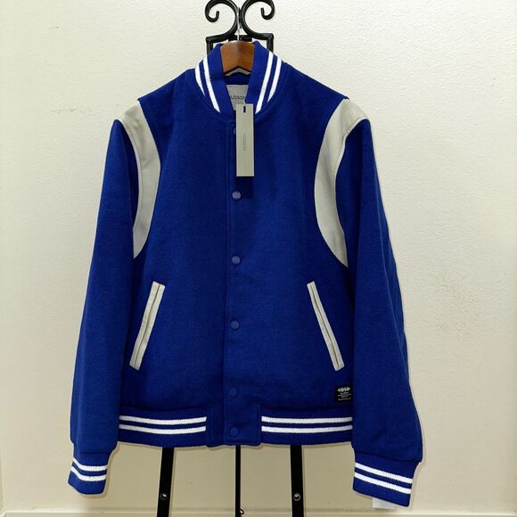 NWT HUDSON Mens Wool Varsity Bomber Jacket M Royal Blue Ivory Faux Leather $248 - Picture 4 of 13
